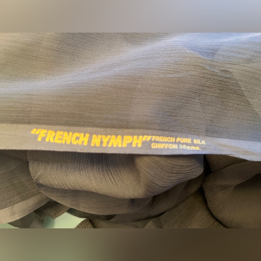 New French Nymph Chiffon 100% Silk Gray Saree Or 36 Gms Fabric 46" Wide 6.5 Yds